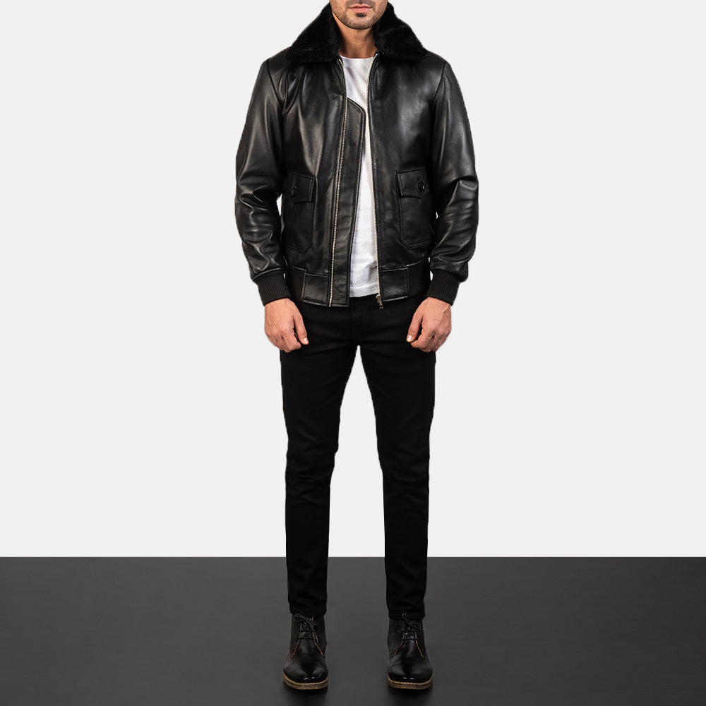 Men's Casual Bomber Leather Jacket