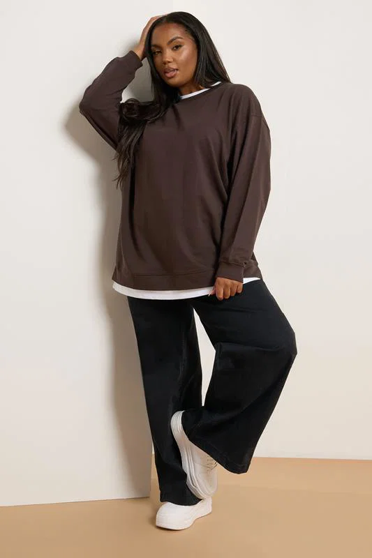 Chocolate Brown 2-In-1 Sweatshirt detail 3