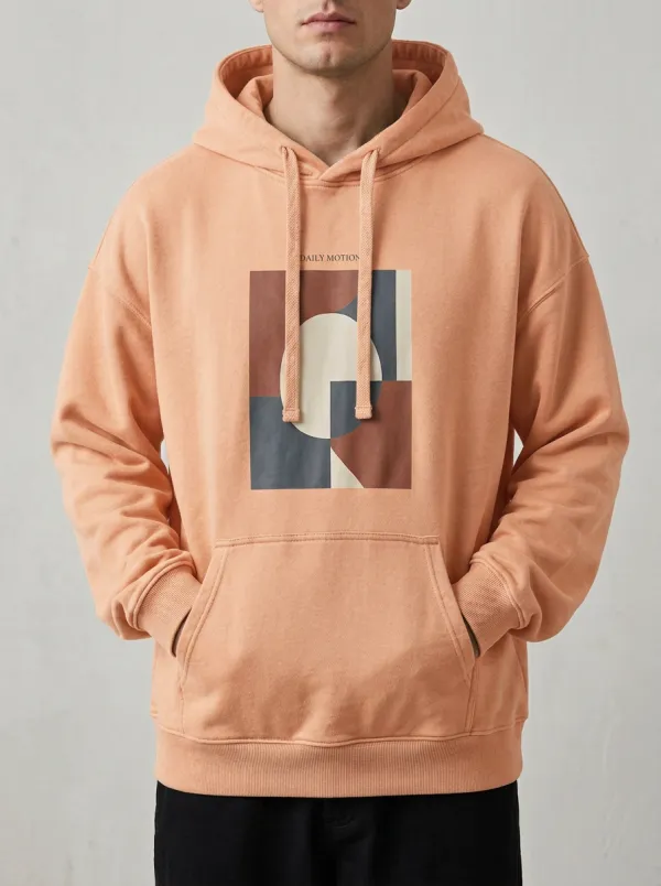 Men's Abstract Geometric Daily Motion Print Hoodie