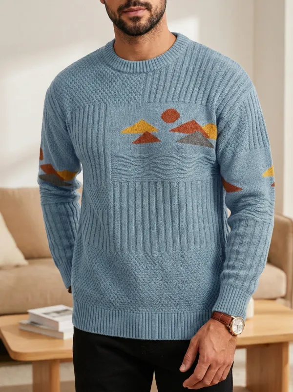 Men's Mountain Sunset Textured Sweater