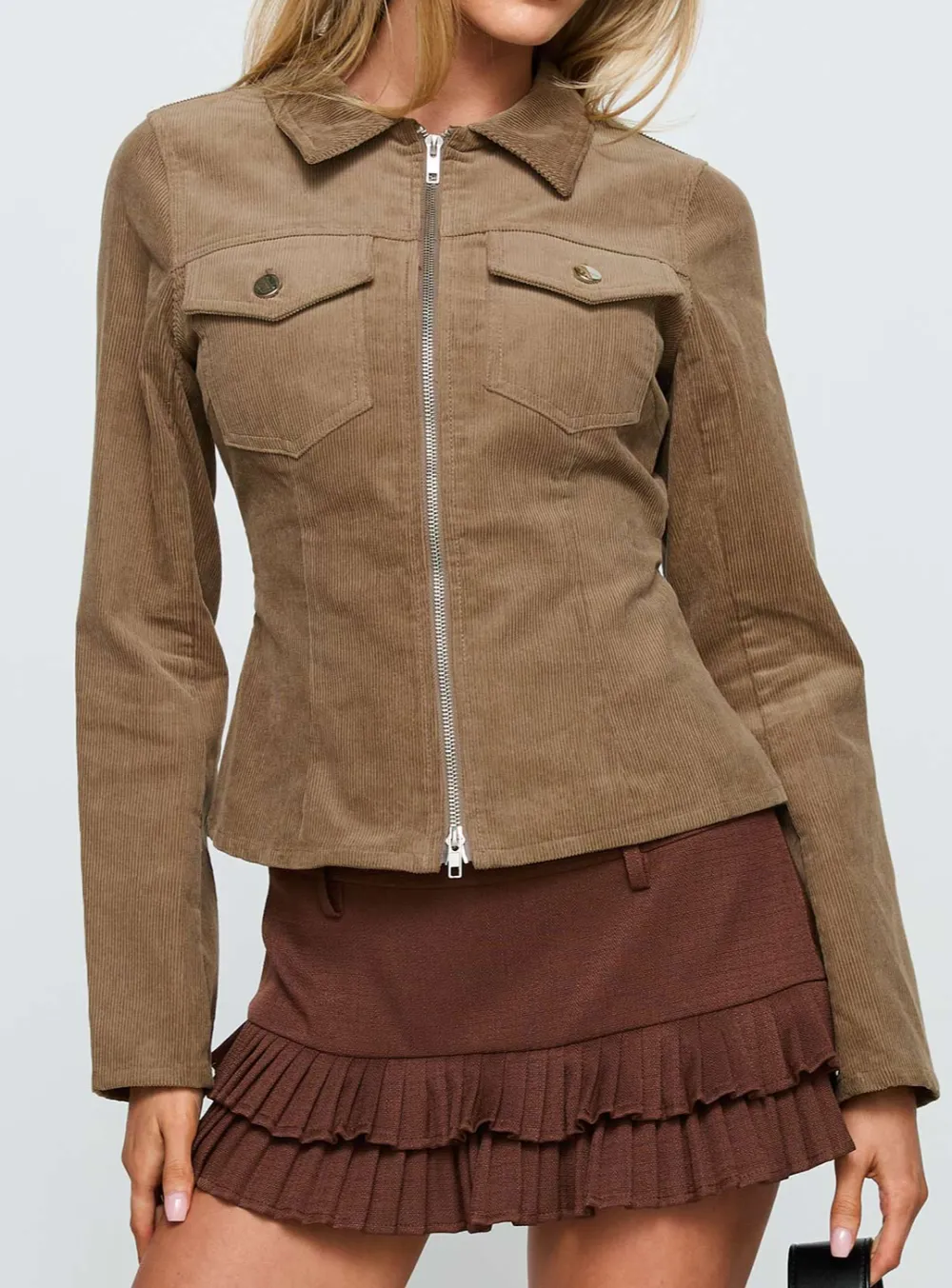 Women’s Corduroy Collared Zip Jacket