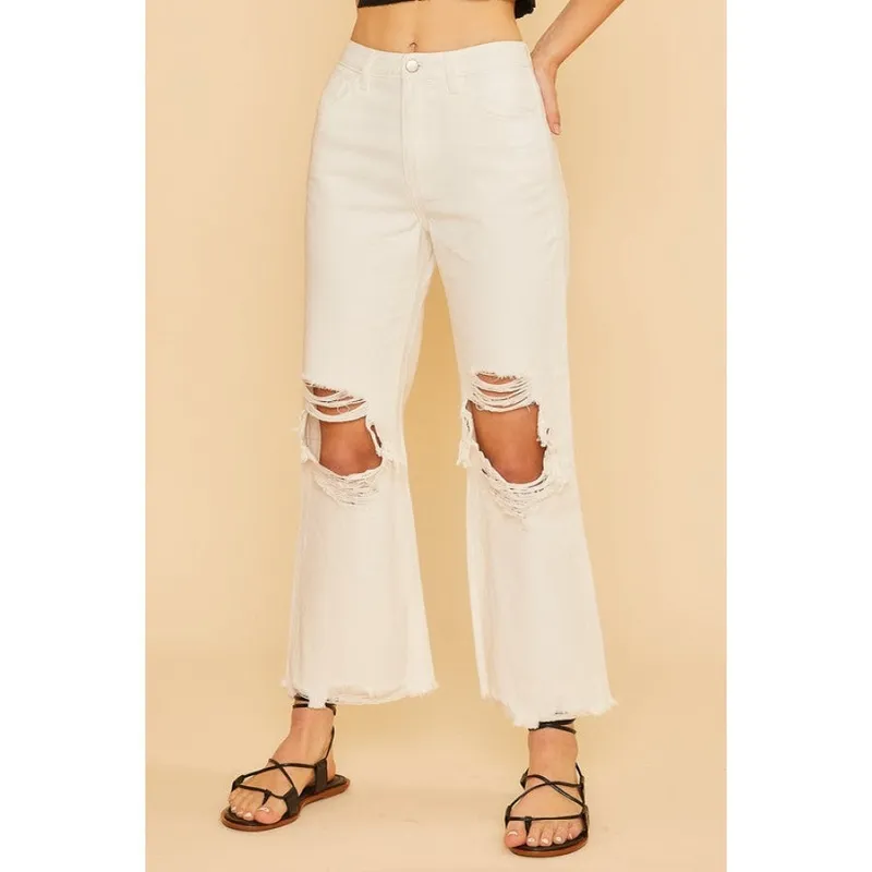 Distressed Raw-Hem Jeans