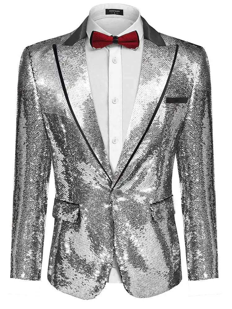 S Shiny Sequins Suit Jacket Coat