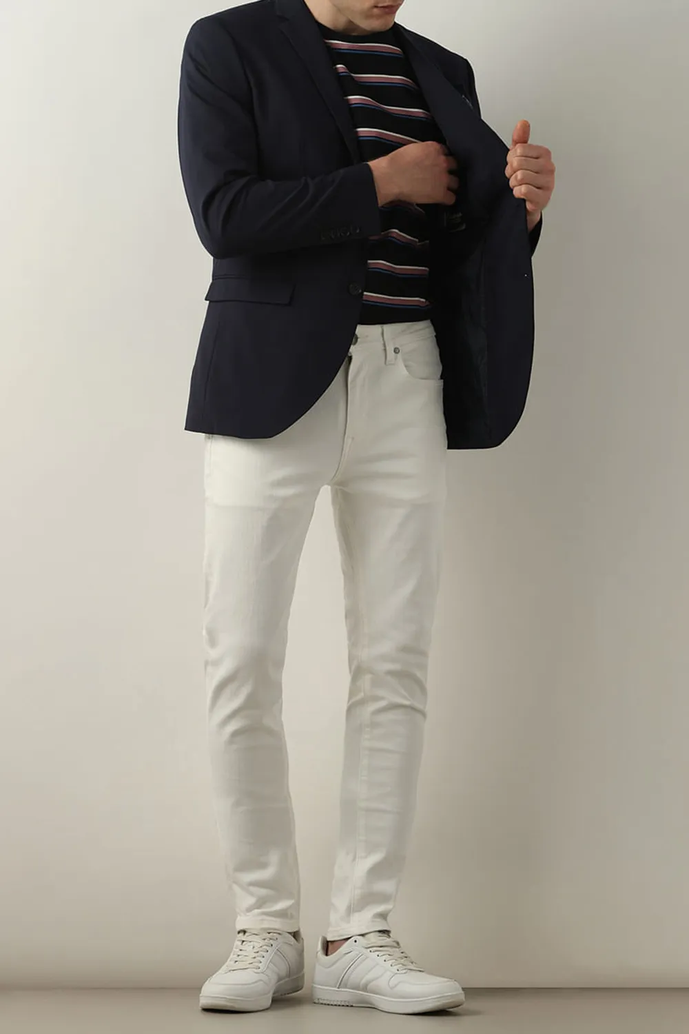 White Mid Rise Casual Slim Fit Jeans