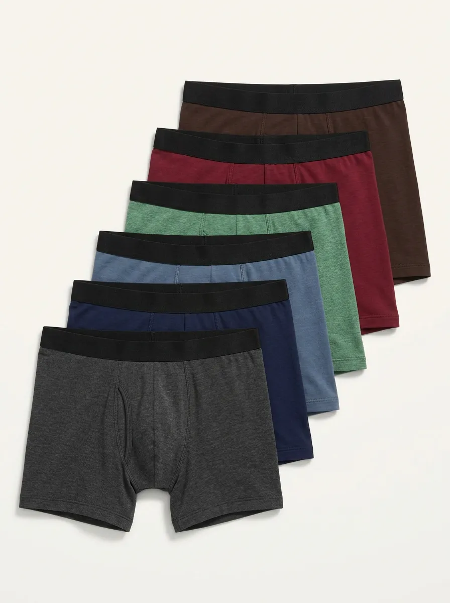 Men's Heathered Texture Mid-Thigh Fit 6-Pack Boxer Briefs
