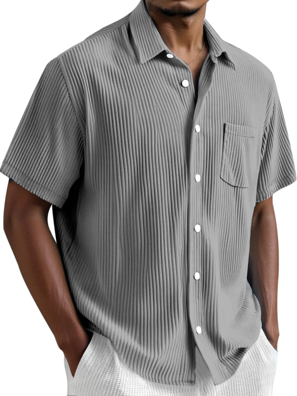 Comfort Fit Short Sleeve Button Front Shirt