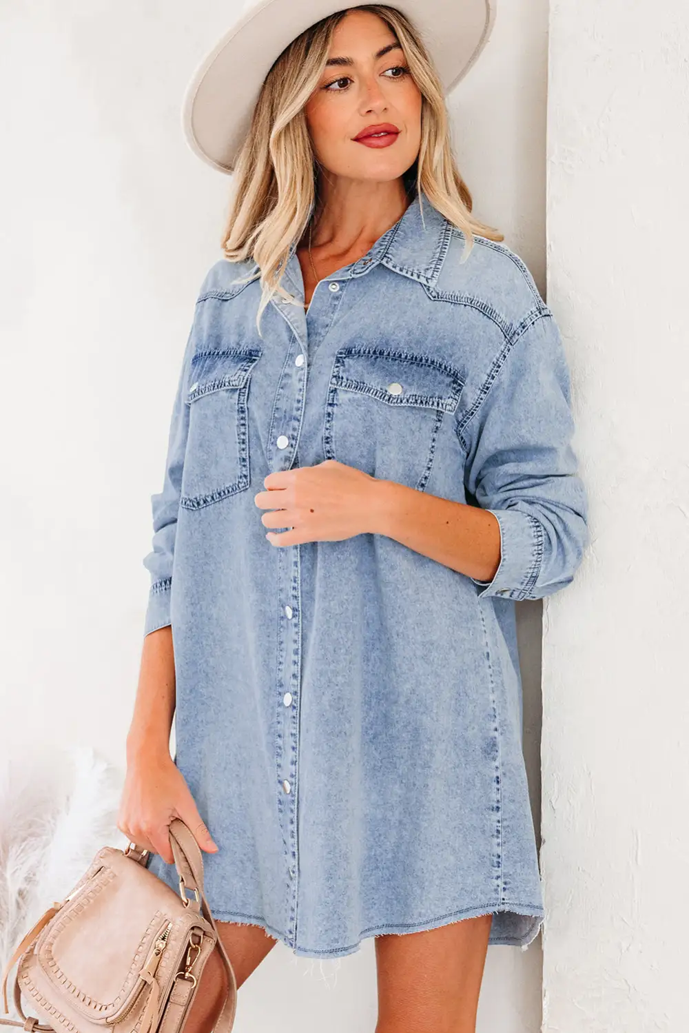 Denim Pocketed Shirt Dress
