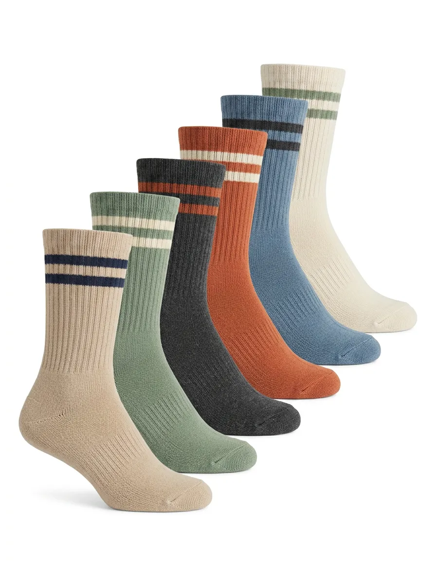 Classic Ribbed Stripe Six-Pair Cotton Sock Pack
