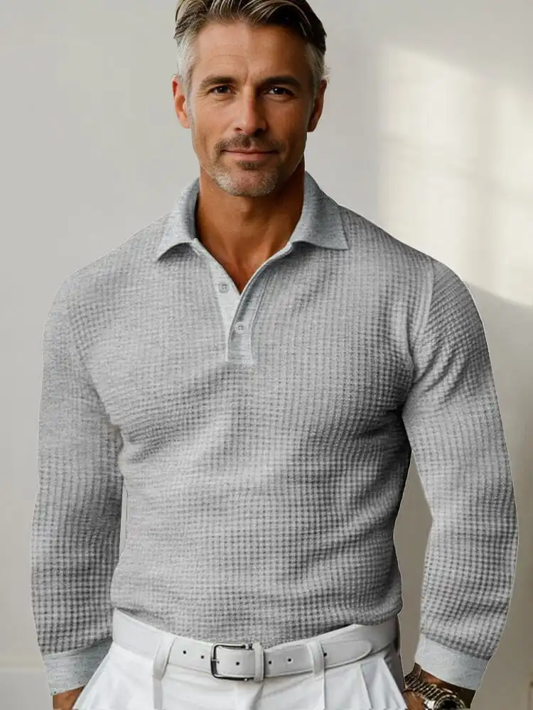 Casual Regular Fit Waffle Polo Shirt