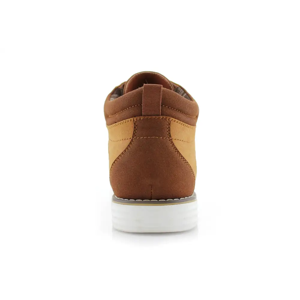 Structured Faux-Suede Suede Faux-Leather Chukka Boots