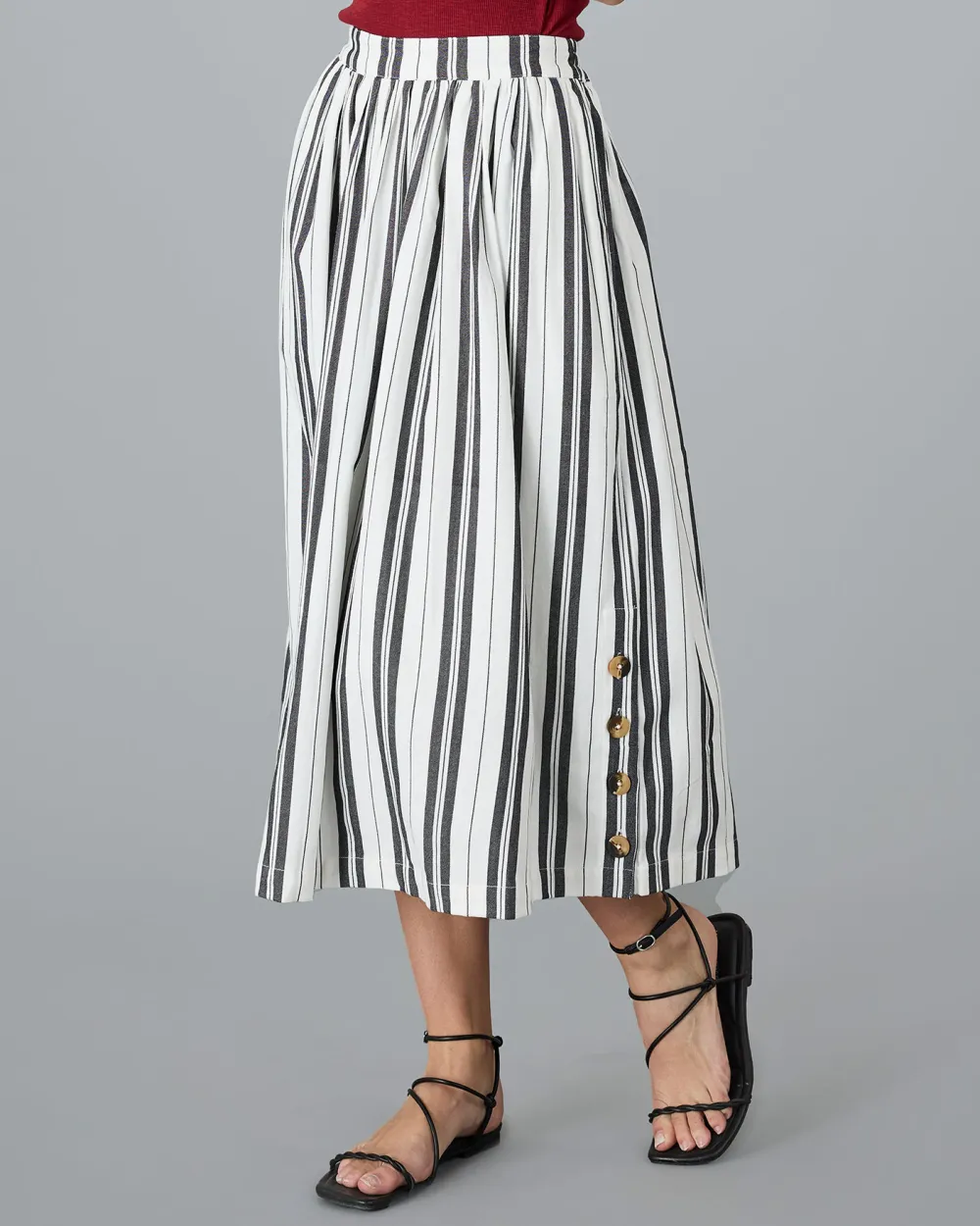 Black Striped Maxi Skirt