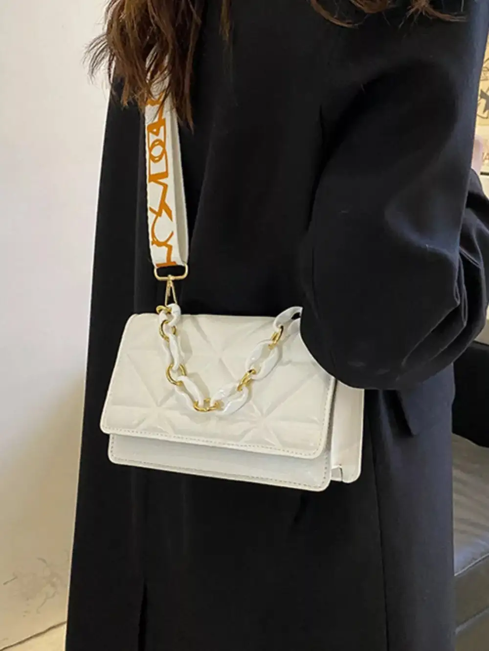 Quilted Adjustable Strap Crossbody Bag