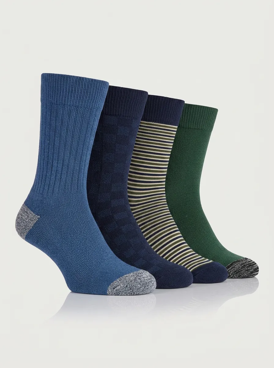 Adventure-Ready Striped Men's Four-Pair Long Socks