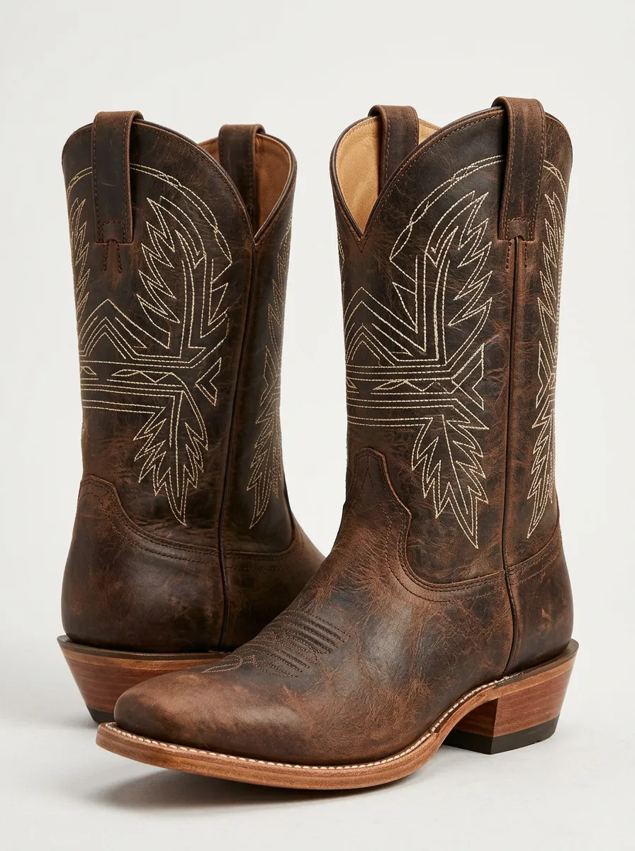 Open-Range Embroidered Canyon Ranch Look Men's Western Cowboy Boots