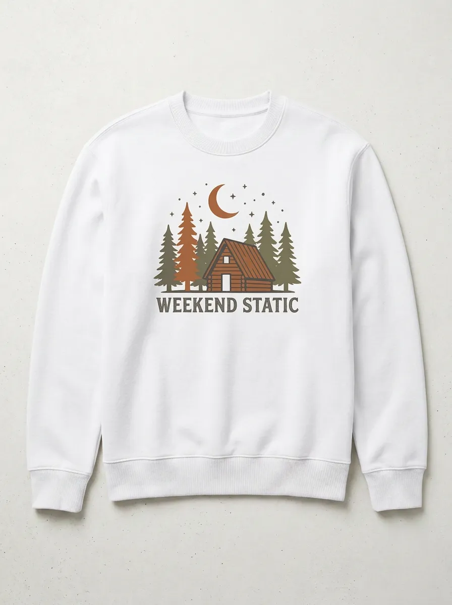 Unisex Nature Lover Weekend Static Cabin Forest Printed Sweatshirt
