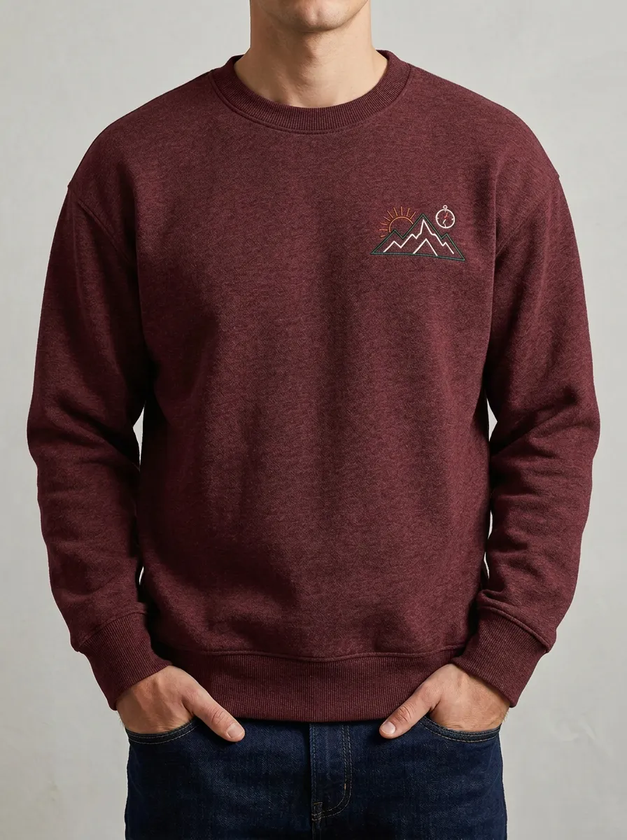 Men's Charcoal Outdoor Mountain Sun Compass Fleece Sweatshirt