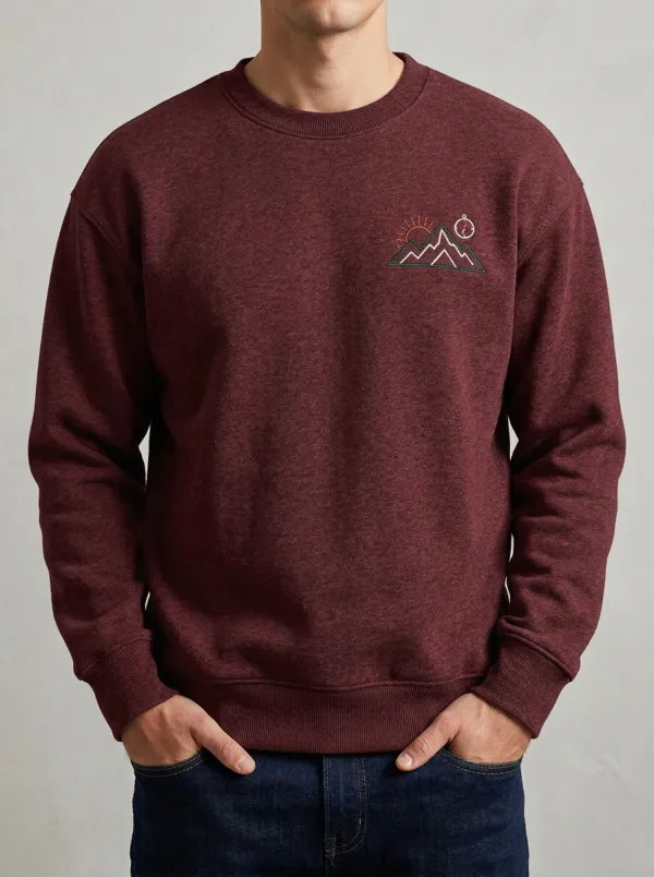 Men's Charcoal Outdoor Mountain Sun Compass Fleece Sweatshirt
