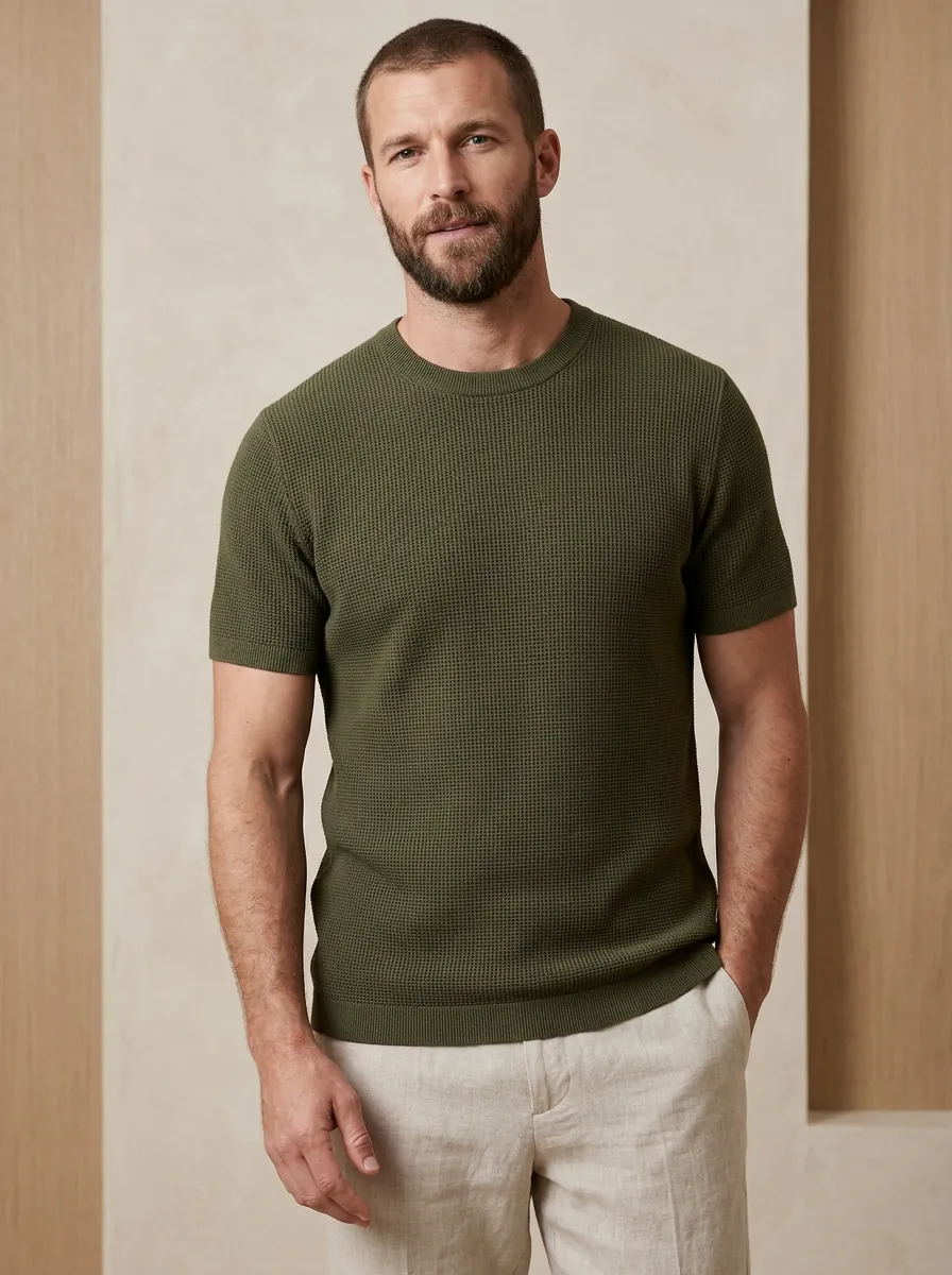 Men's Relaxed Soft Waffle Knit T-Shirt