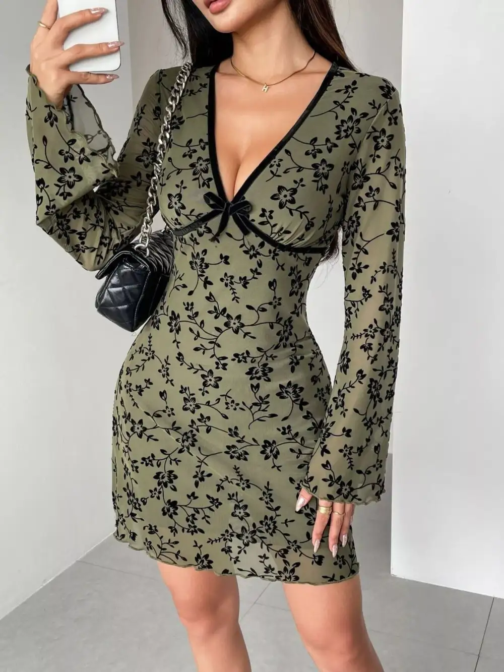 Floral Printed Flared Mini Dress