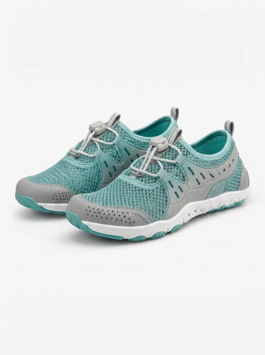 Women's Teal Mesh Breathable Lightweight Printed Shoes