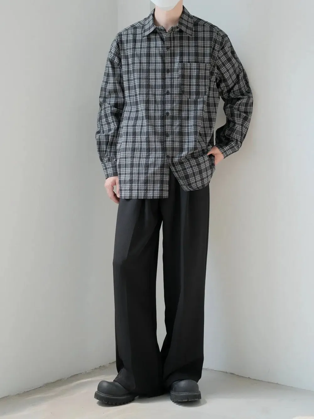 Lace And Plaid Pattern Shirt