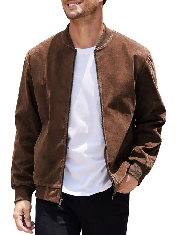 Vintage Suede Bomber Jacket
