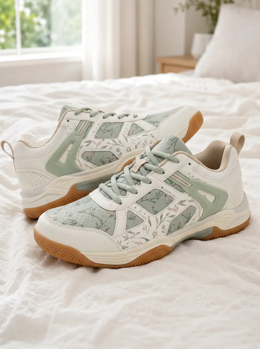 Women's Floral Botanical Sage Green Printed Sneakers