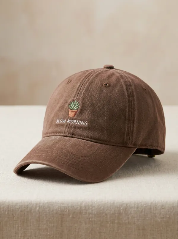 Plant-Lover Slow-Morning Succulent Embroidered Unisex Baseball Cap