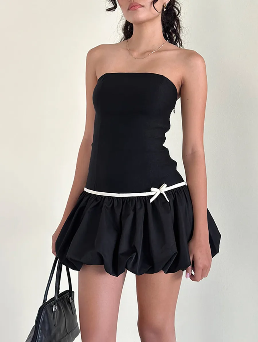 Puffball Mini Dress In Black