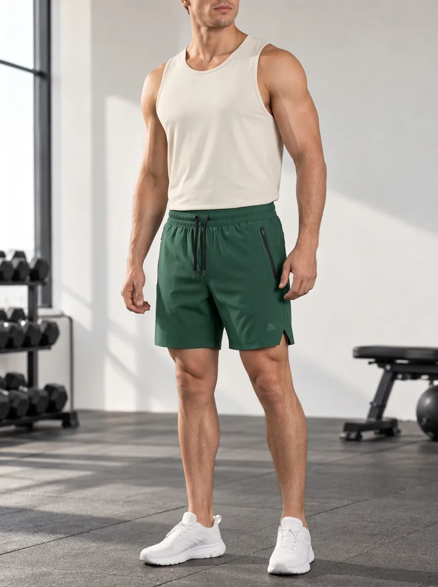 Men's Dynamic Zipper Pocket Gym Shorts
