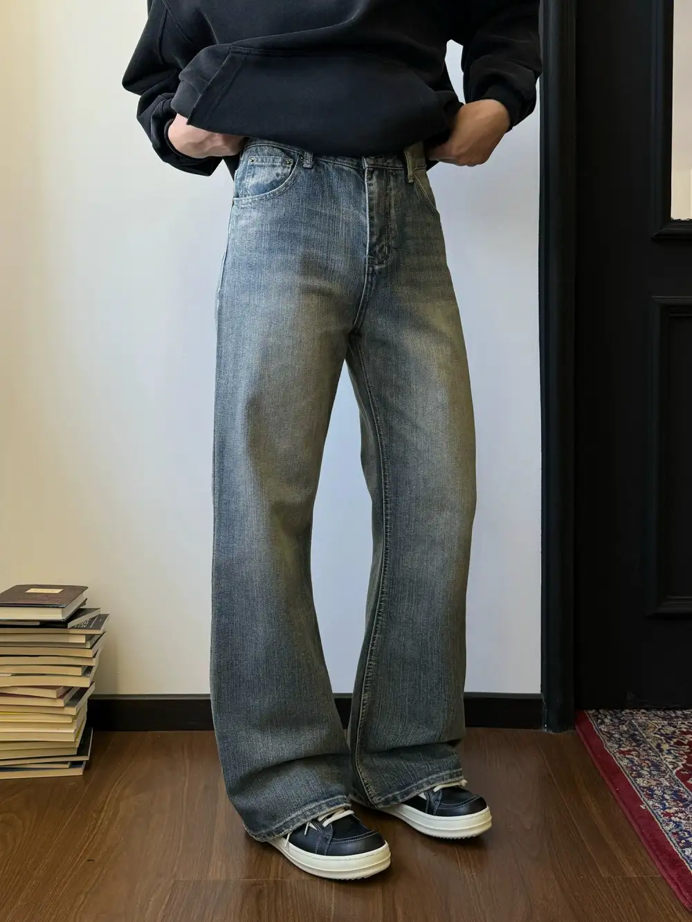 Clean Fit Washed Bootcut Jeans