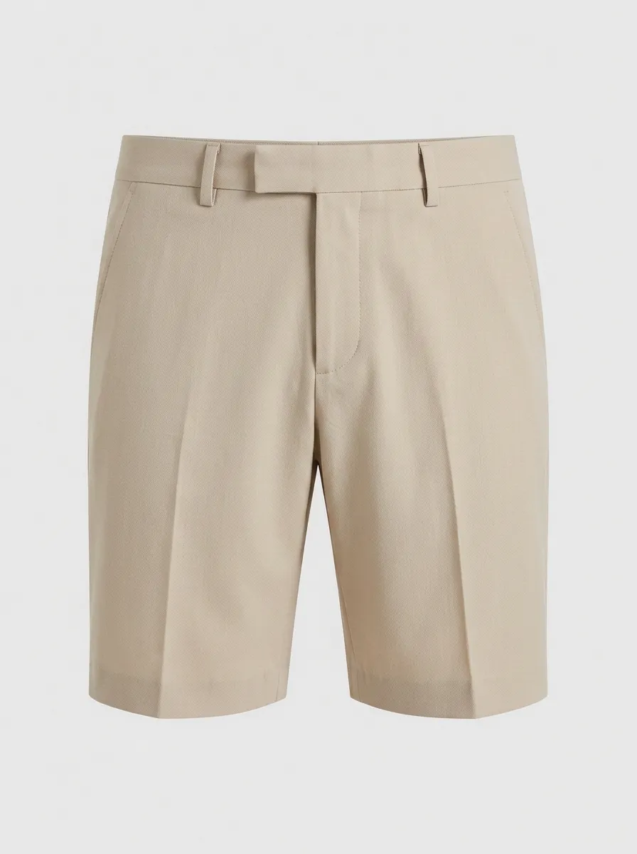 Men's Casual Beige Solid Color Tailored Shorts