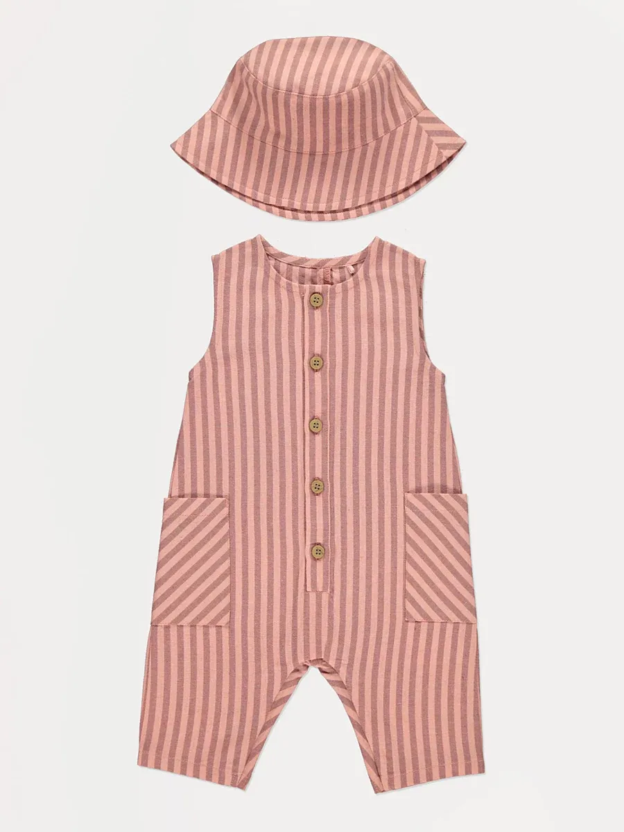 Red Striped All in One and Hat Outfit