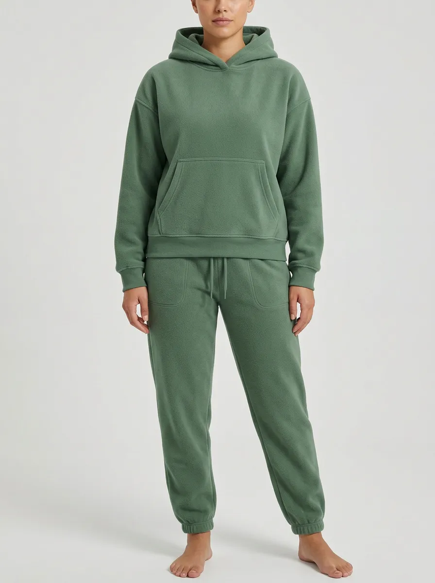 Women's Kangaroo-Pocket Fleece Hoodie And Side-Pocket Jogger Set