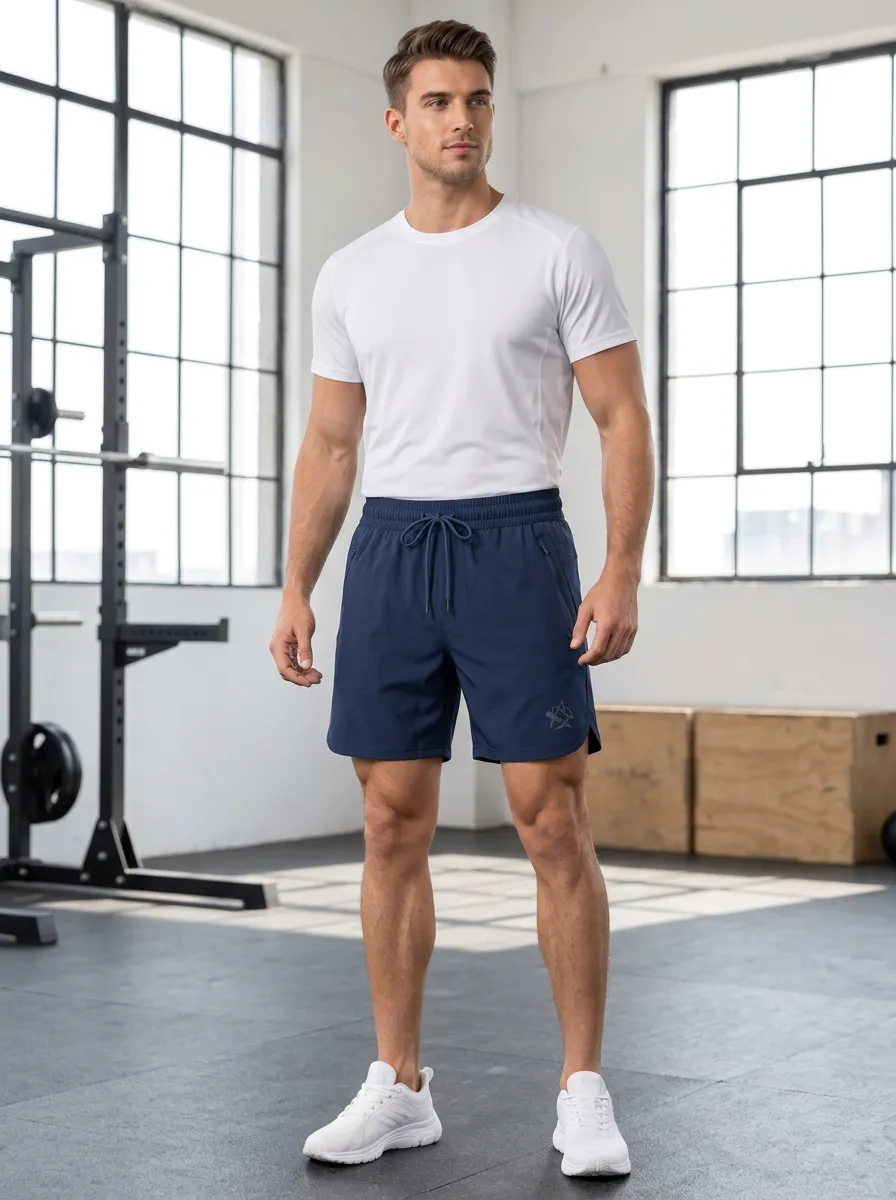 Men's Flexible Printed Gym Shorts