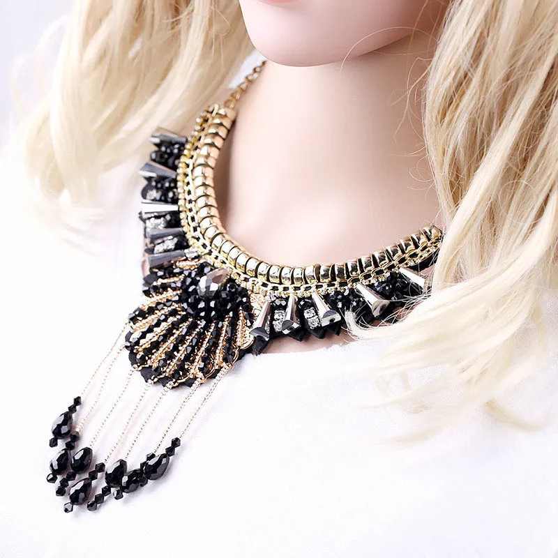 Beaded Chain Fringe Necklace