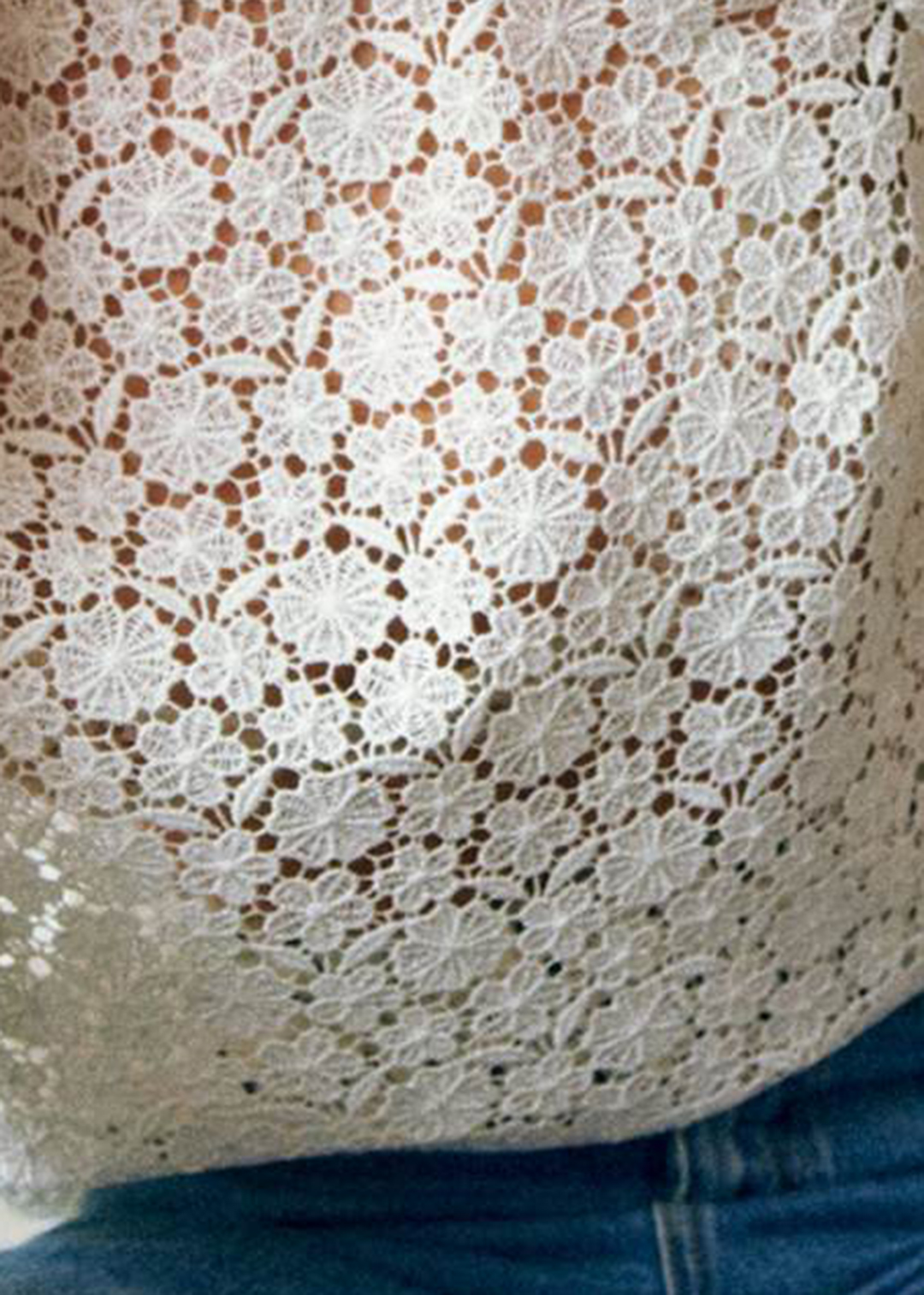 Hollow Lace Short-Sleeved Shirt