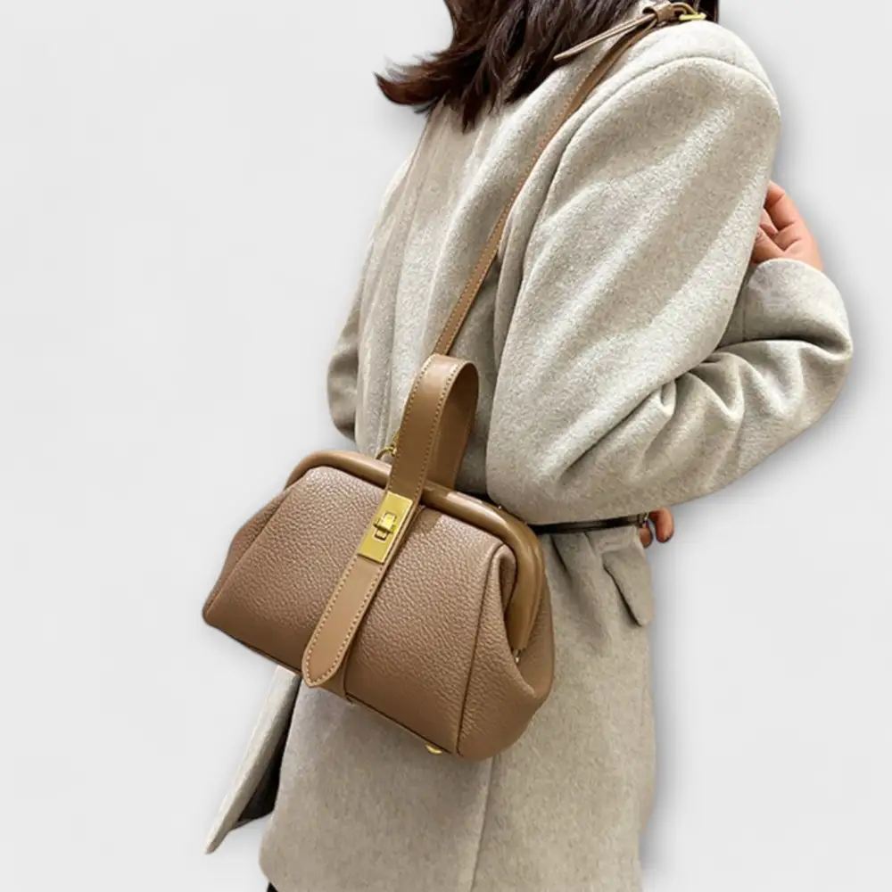 Structured Open Top Leather Handbag