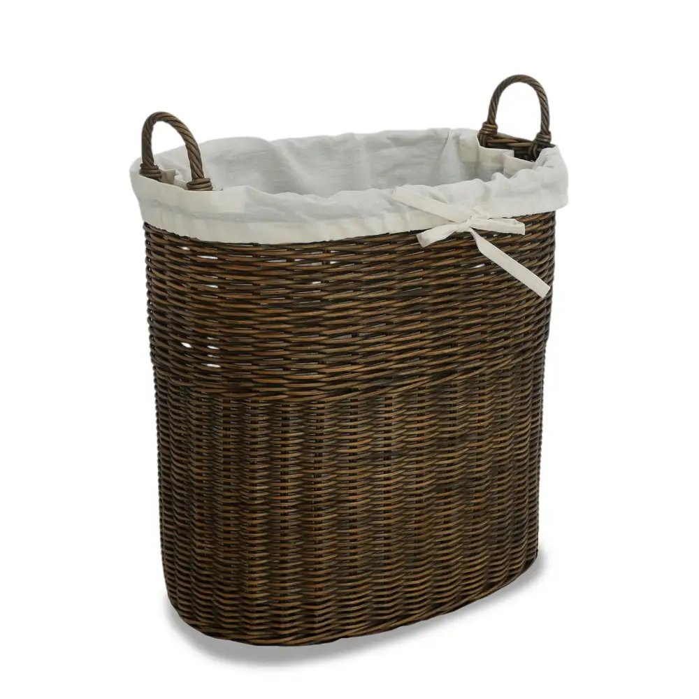 Tall Oval Wicker Tote Basket