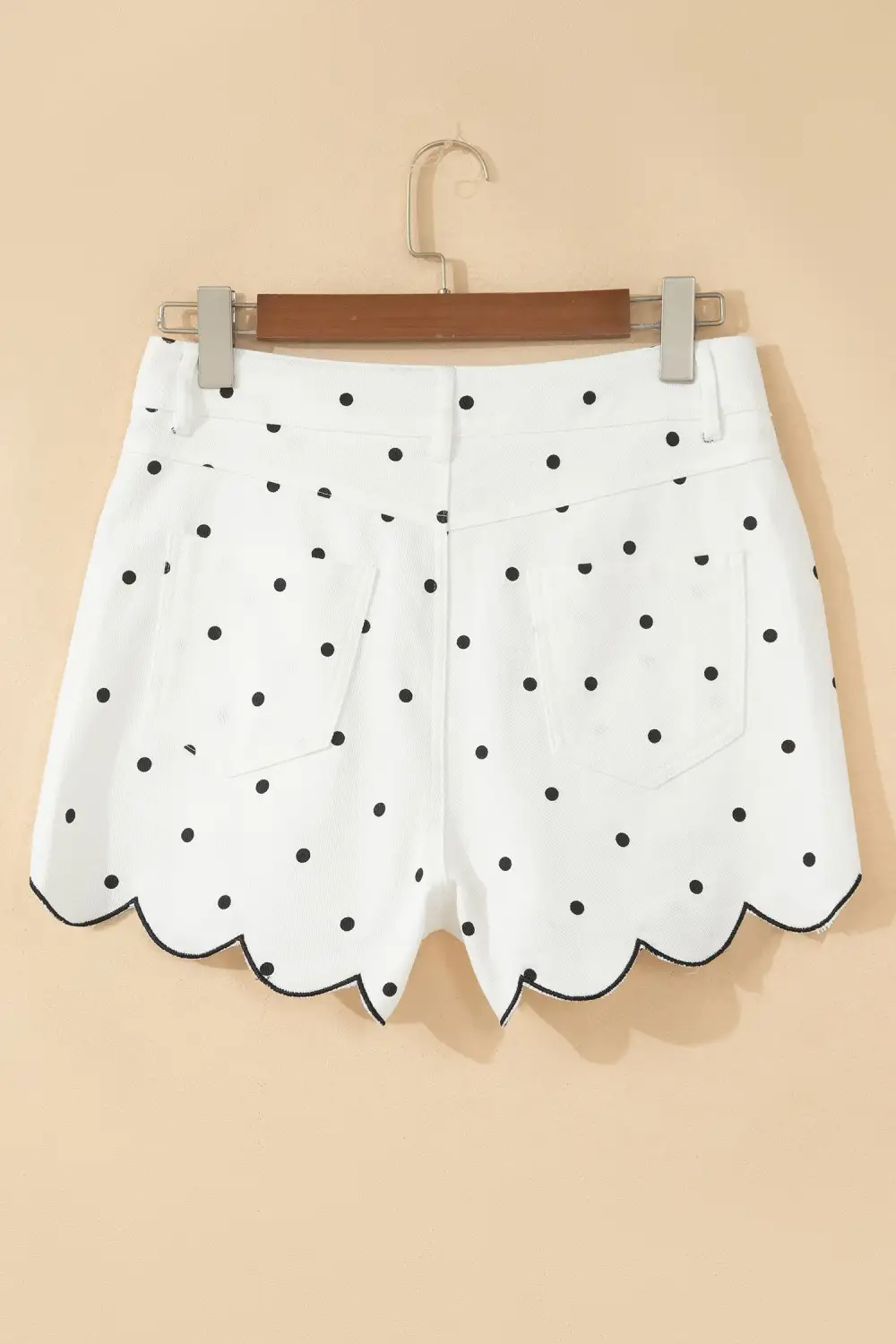 Zip-Detail Pocketed Polka-Dot Casual Shorts