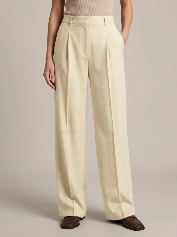Tailored Plaid Printed Wide-Leg Trousers