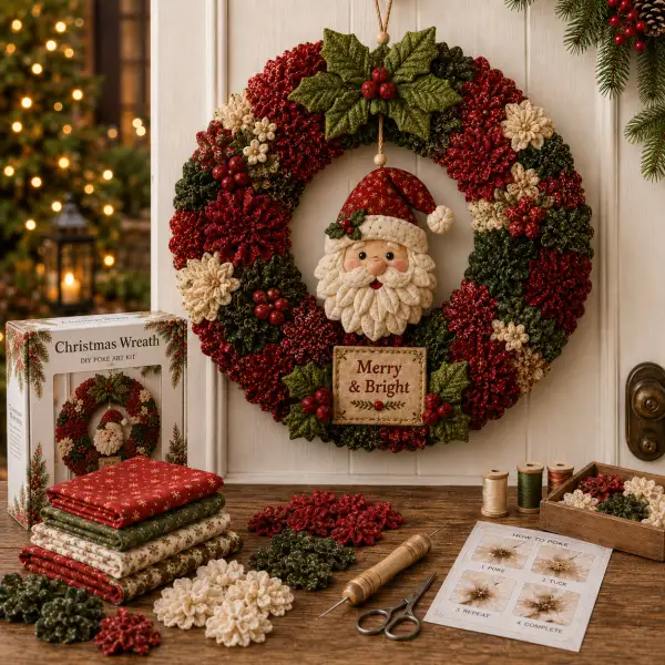 🎄 3D Fabric Poke Wreath DIY Kit