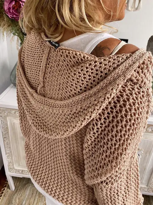 Hooded Openwork Sweater