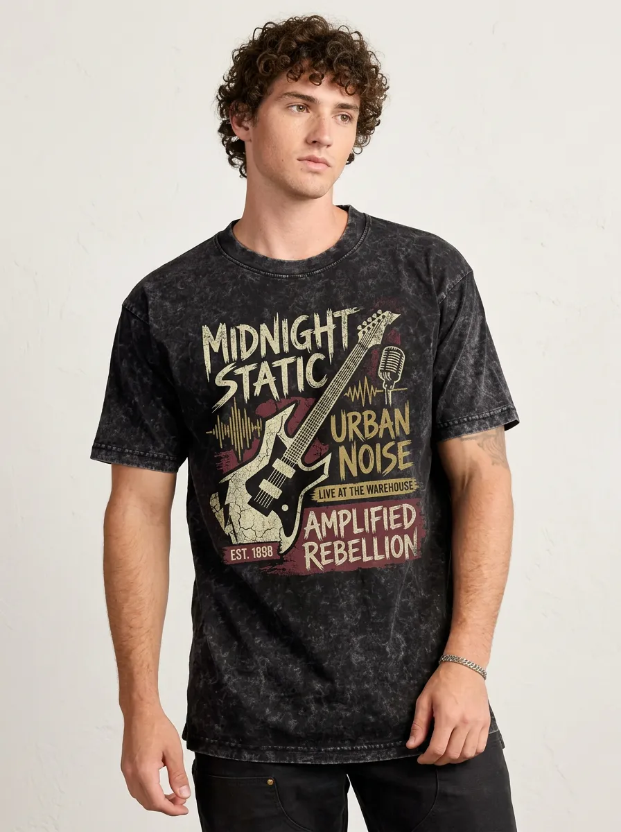 Men's Rock Music Lover Electric Guitar Graphic Printed T-shirt