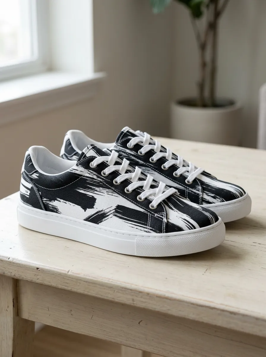 Men's Everyday Abstract Brushstroke Patterned Canvas Shoes