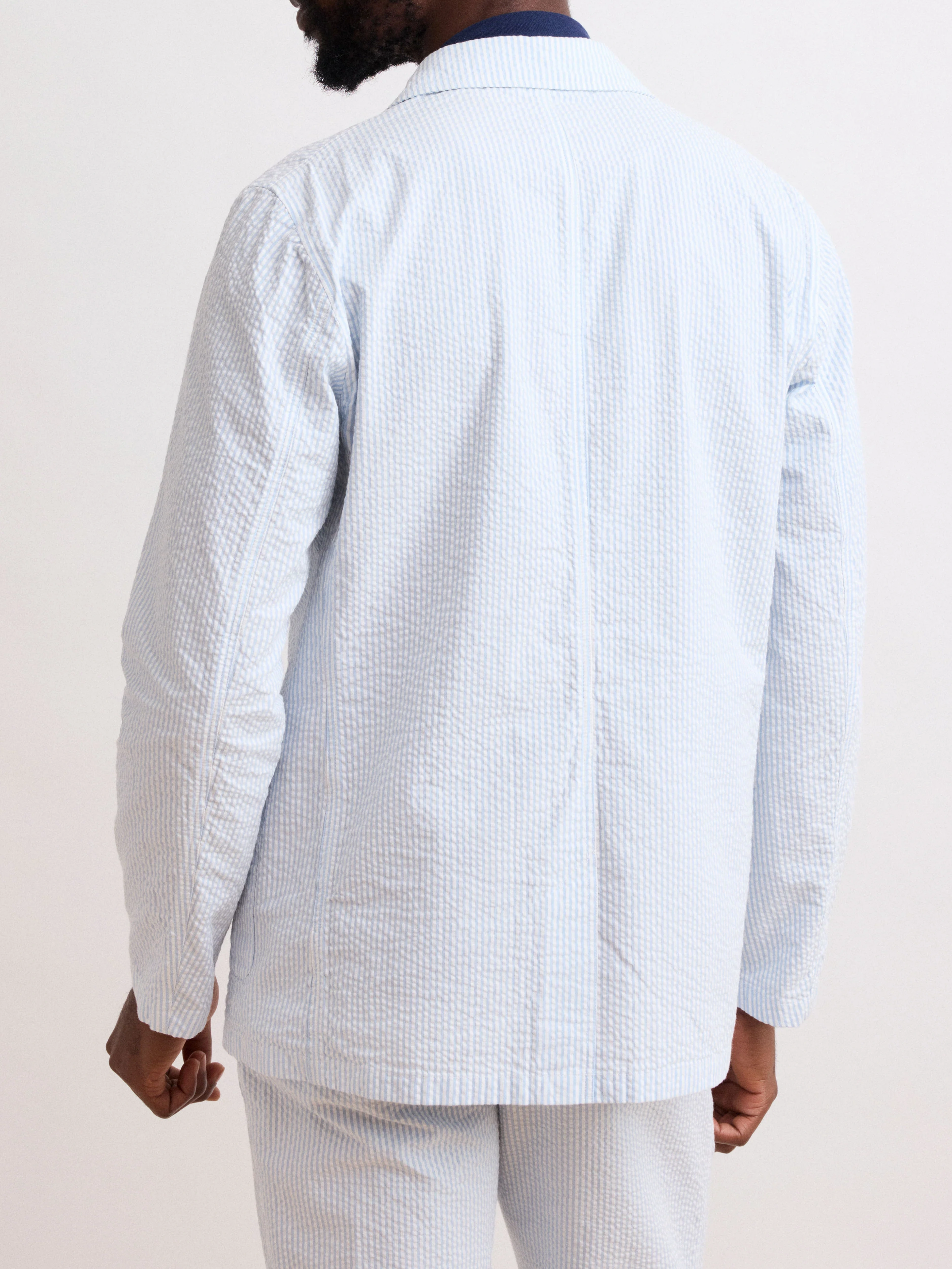 Men's Faded Blue Seersucker Jacket