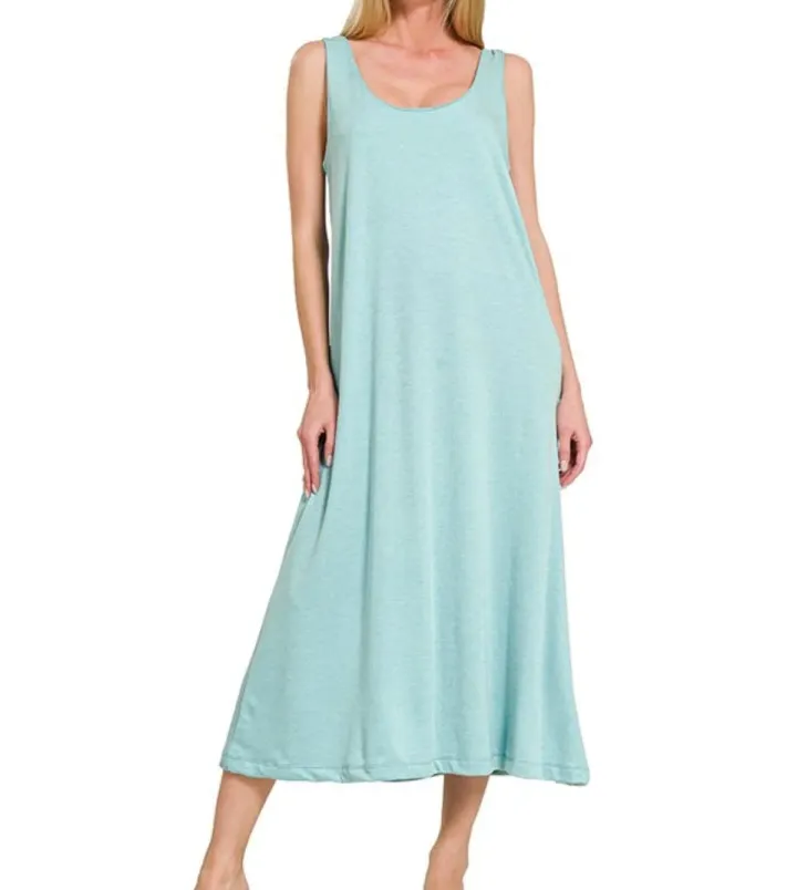 Midi French Terry Twisted Strap Midi Dress