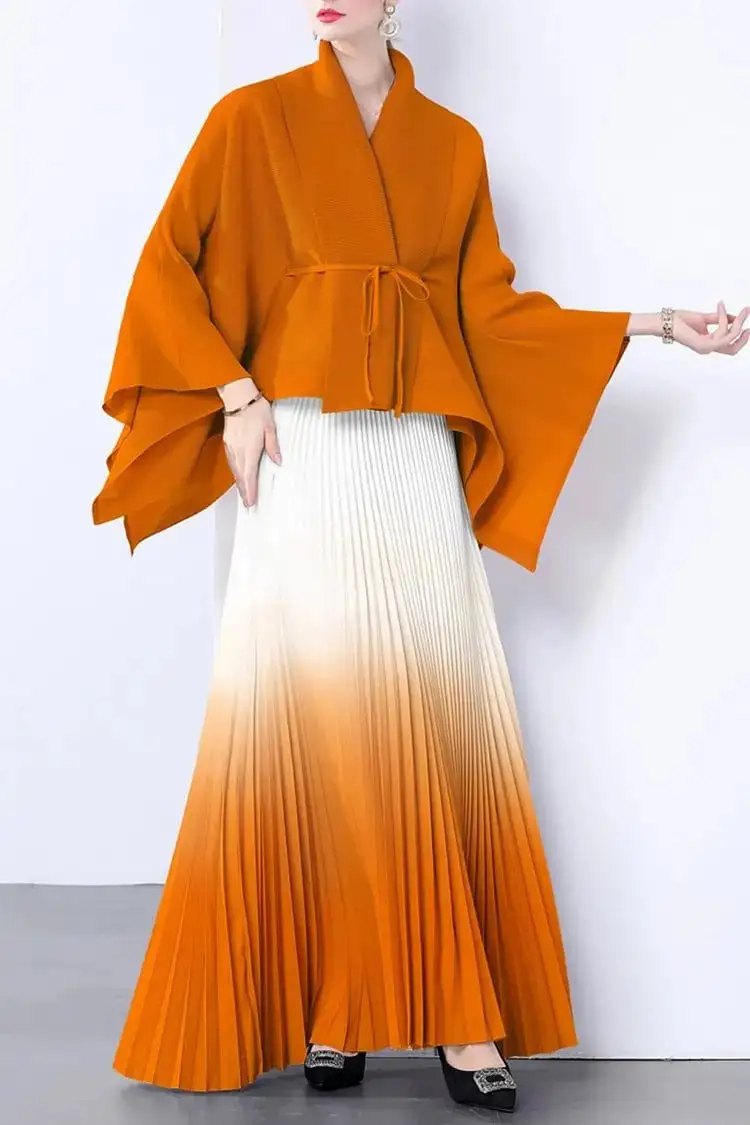 Elegant Pleated Skirt Two-Piece Set