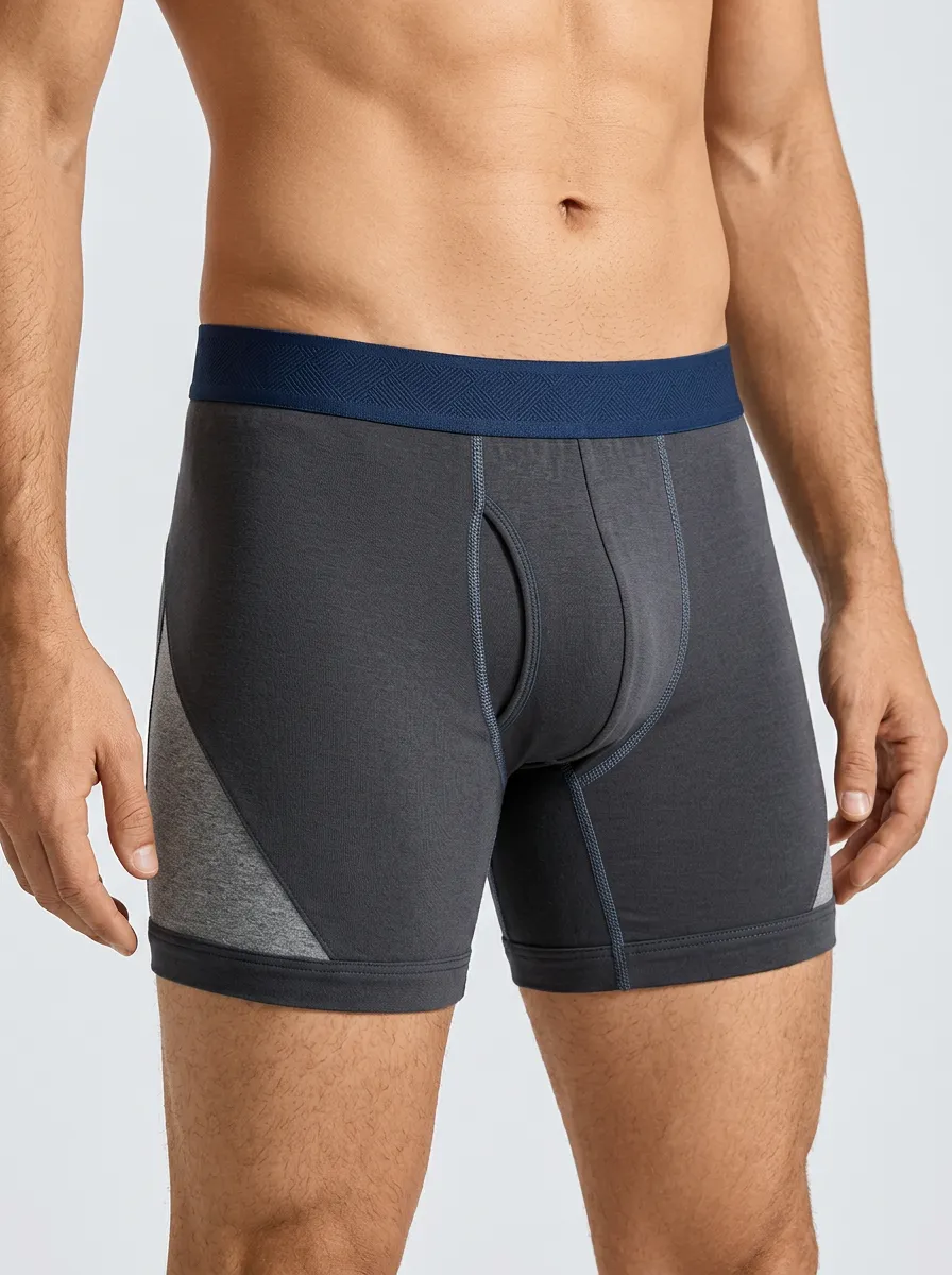 Casual Contrast-Panel Performance Athletic Modern Look Men's Boxer Briefs