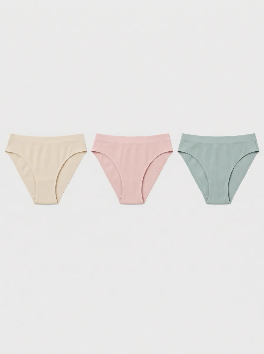 Women's Pastel Ribbed Seamless 3-Pack Briefs